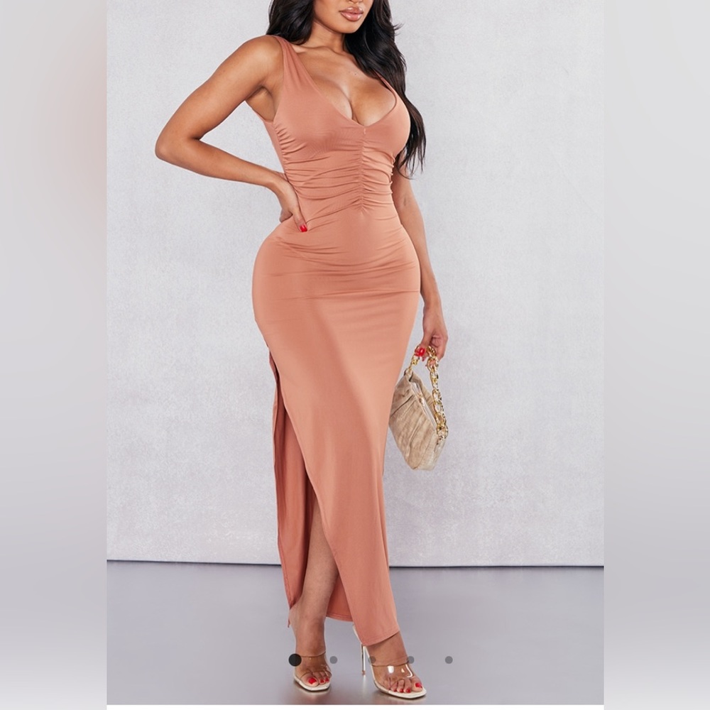 Slinky Ruched Bust Midaxi Dress